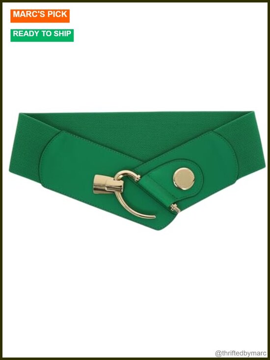 Genuine Italian Leather Elastic Belt for Women Wide 3.15 inch main image 2